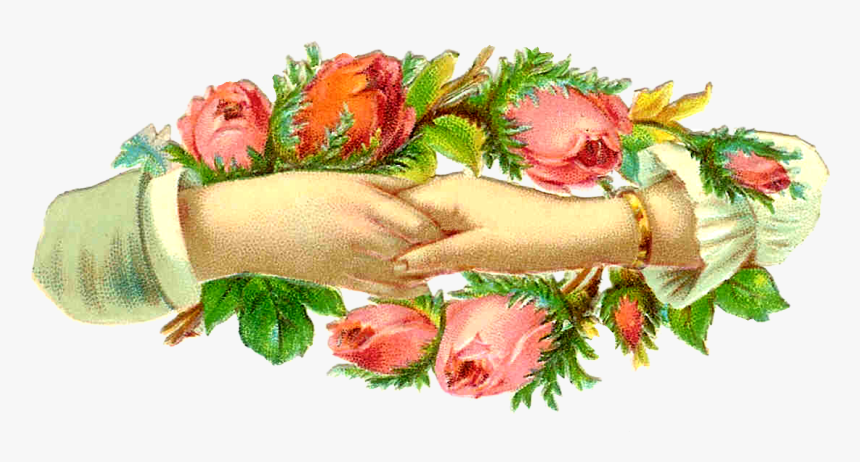 Pink Rose Clipart Vintage Hand , Png Download - Victorian Holding Hands, Transparent Png, Free Download