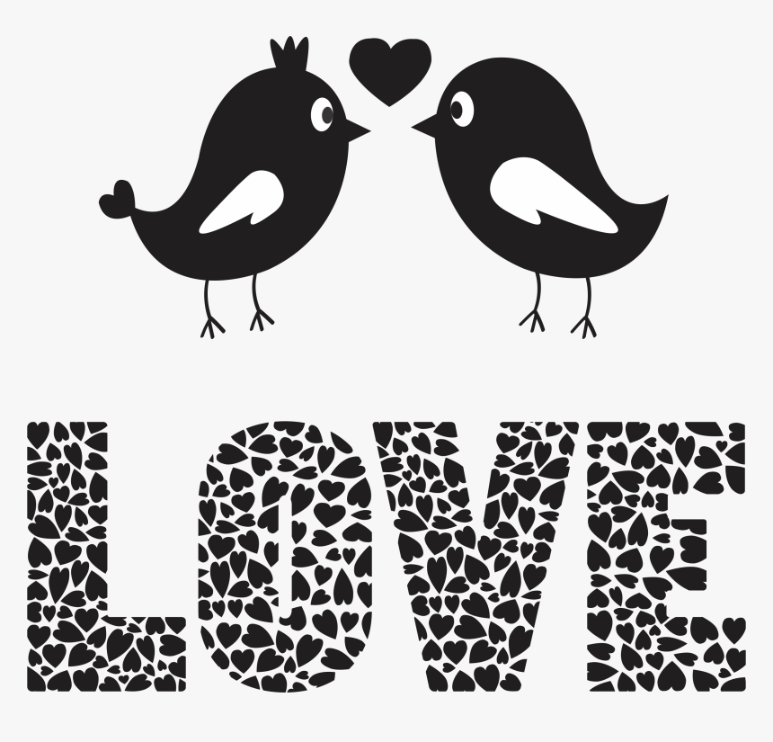 Transparent Wedding Love Birds Clipart Black And White - Love Birds Png Black And White, Png Download, Free Download