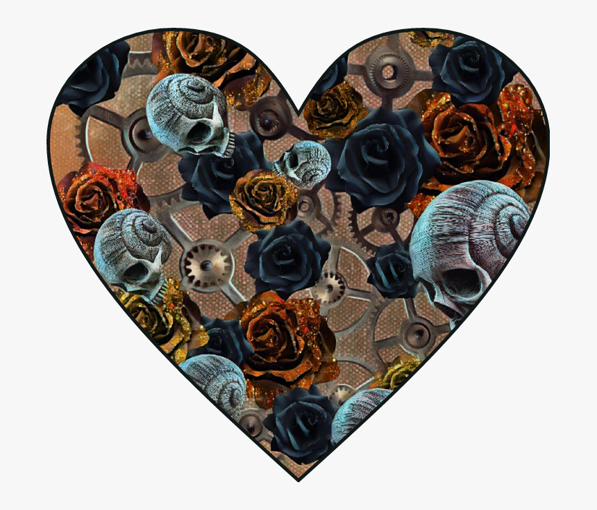 #heart #love #steampunk #gears #gear #hearts #rose - Skull Roses Heart, HD Png Download, Free Download