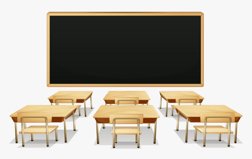 School Classroom With Blackboard And Desks Png Clipart - Classroom Backgrounds For Powerpoint, Transparent Png, Free Download