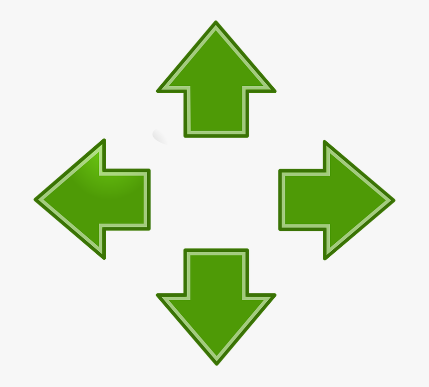 Arrows, Green, Left, Right, Up, Down, Pointing, Icon - Up Down Left And Right Arrows, HD Png Download, Free Download