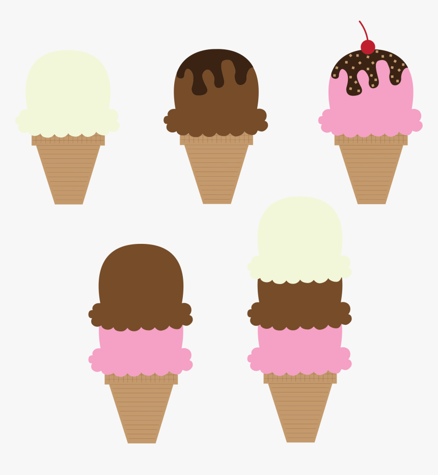 Various Flavors Ice Cream Cones Clip Arts - 5 Ice Cream Clipart, HD Png Download, Free Download