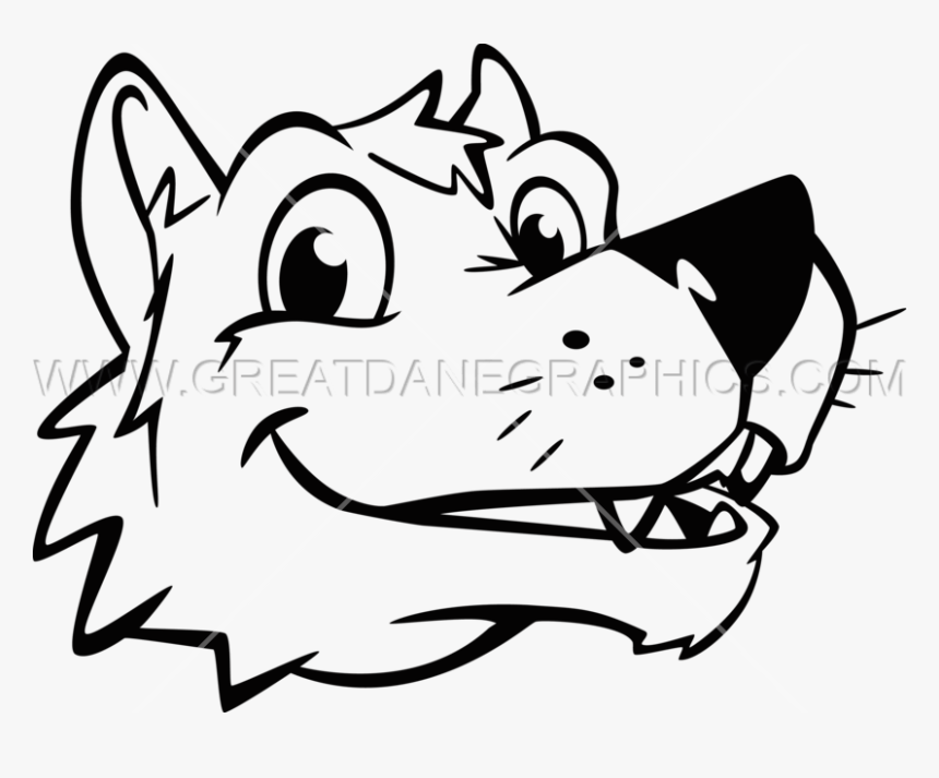 Coyote Clipart Head - Cartoon Wolf Vector Black And White, HD Png Download, Free Download