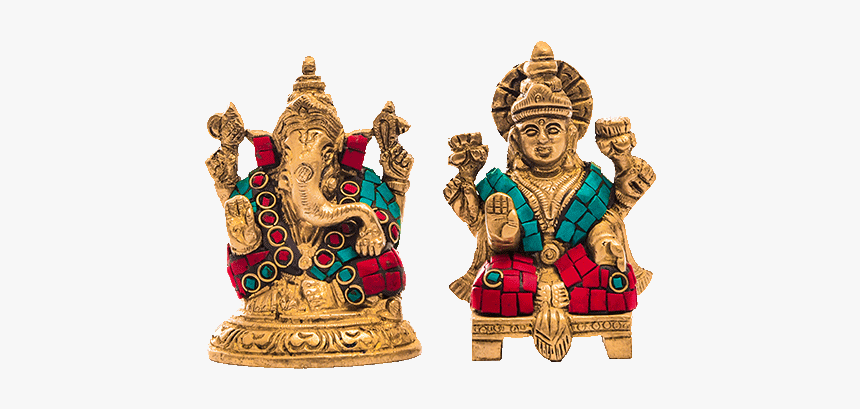 Lord Ganesh And Goddess Laxmi Showpiece In Brass
 - God Ganesh, HD Png Download, Free Download