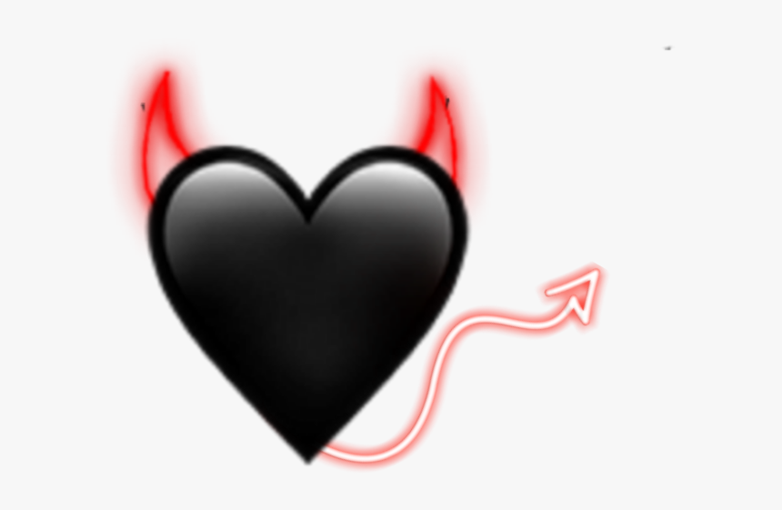 #devil #demon #horn #tail #emoji #love #heart #black - Heart, HD Png Download, Free Download