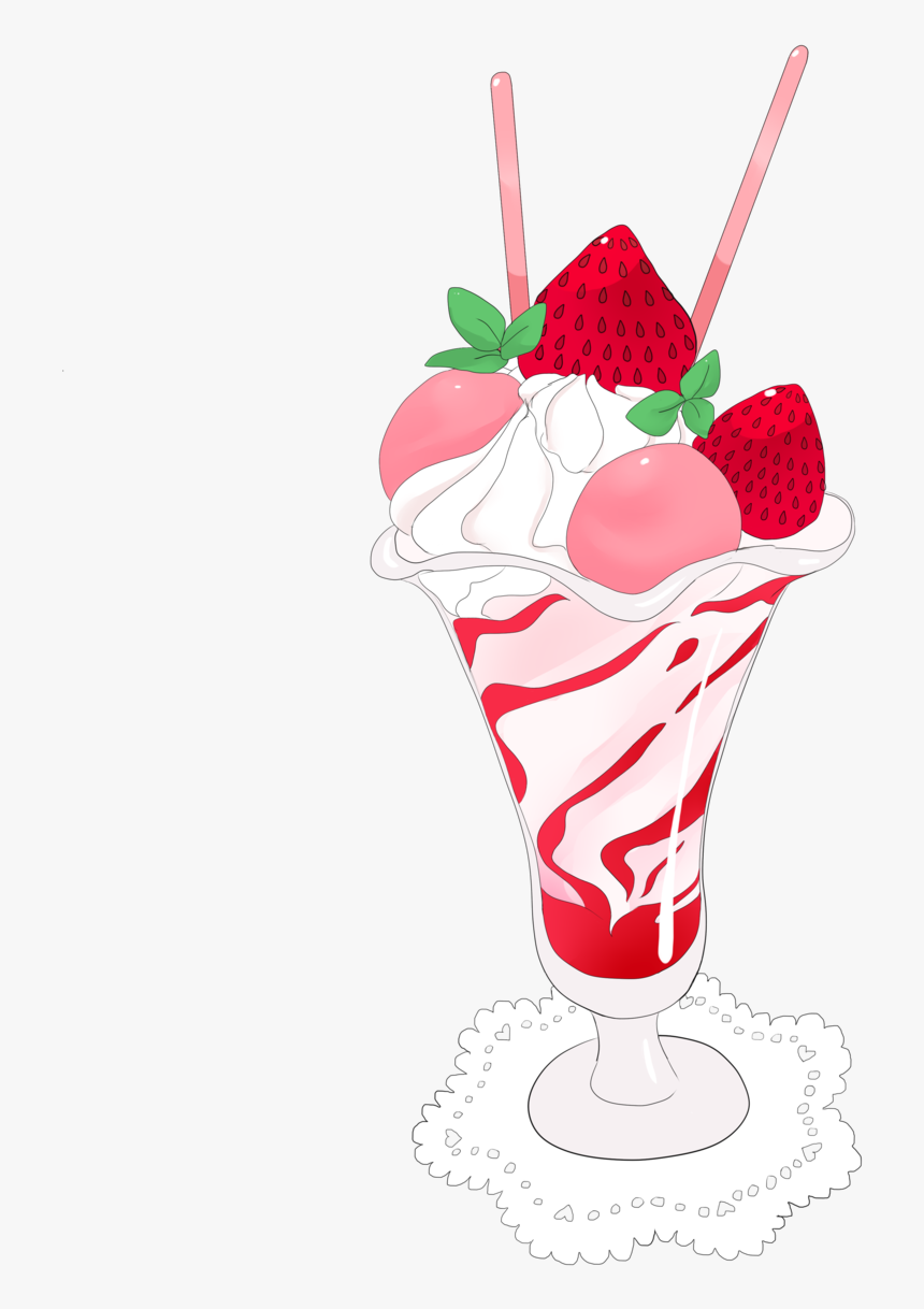 Sundae Parfait Ice Cream Milkshake Drawing - Anime Ice Cream Png, Transparent Png, Free Download