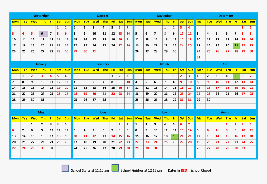 2019 And 2020 School Calendar, HD Png Download, Free Download