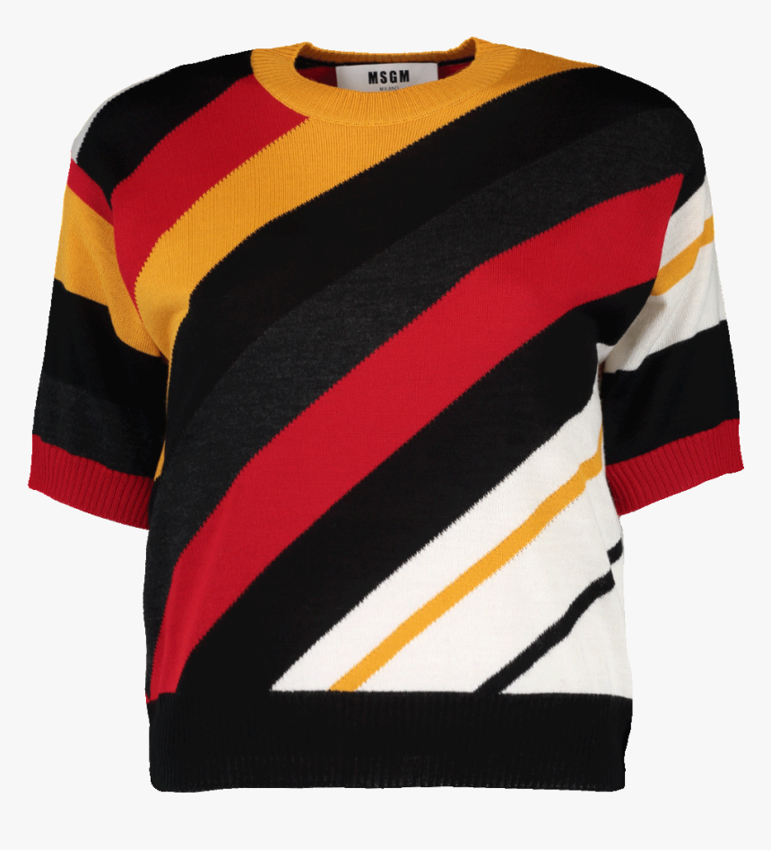 Msgm Diagonal Striped Knit Sweater In Black - Sweater, HD Png Download, Free Download