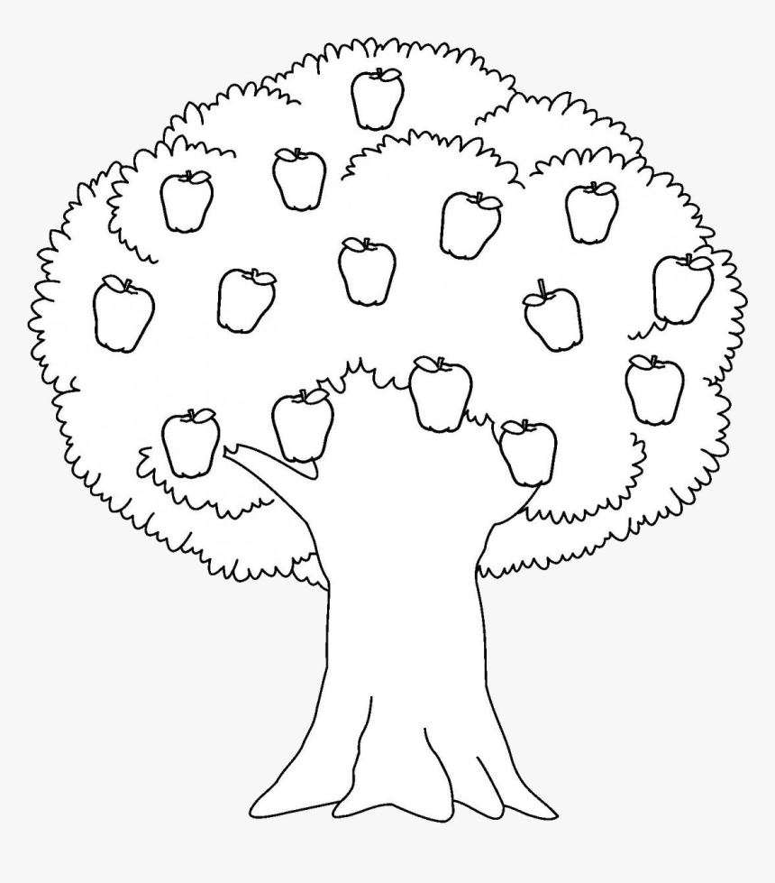 Apple Tree Black And White Trees Clipart Transparent - Apple Tree Black And White, HD Png Download, Free Download