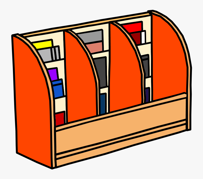 Book Display, Shelf, Curved, Filled With Books, Orange, - Book Display Clip Art, HD Png Download, Free Download