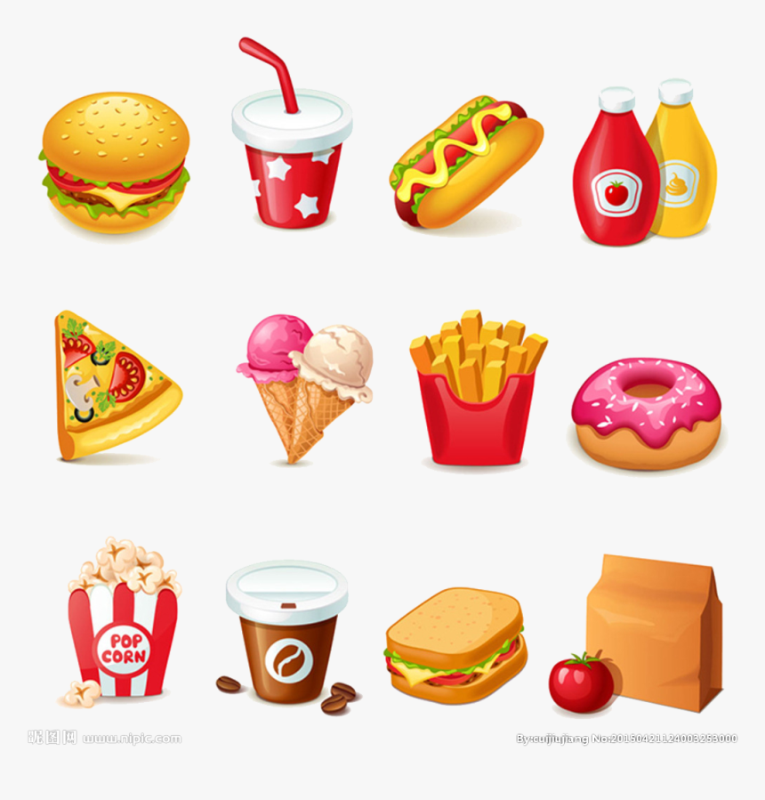 Hamburger Hot Dog Fast Food Junk Food Clip Art - Unhealthy Food Clipart, HD Png Download, Free Download