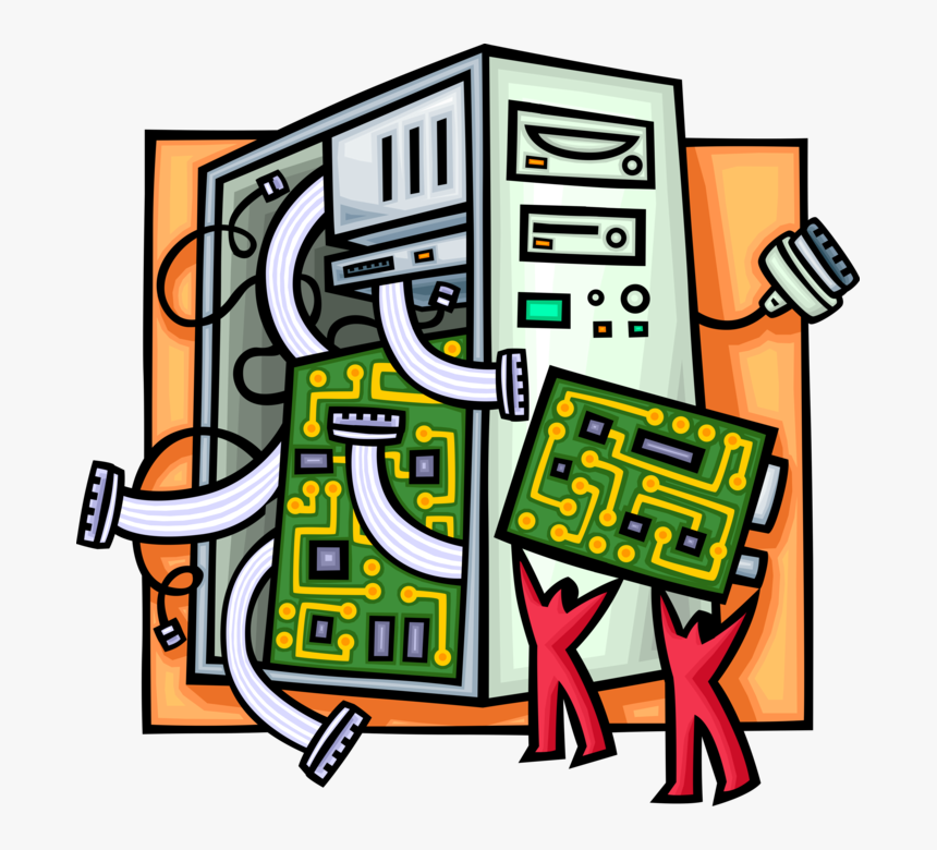 Vector Illustration Of Computer Printed Circuit Board - Building Computer Clipart, HD Png Download, Free Download
