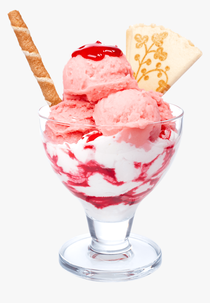 Strawberry Parfait Ice Cream - Ice Cream In A Bowl, HD Png Download, Free Download