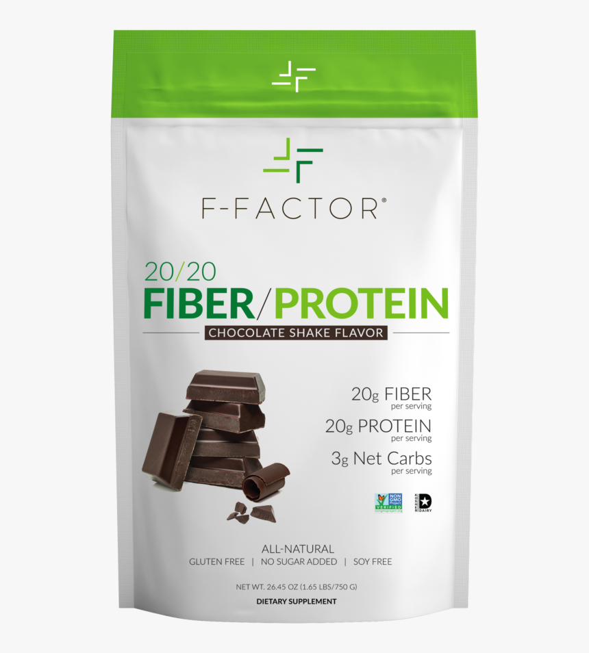 F Factor 20/20 Chocolate Protein Powder Front Label - F Factor Fiber Protein, HD Png Download, Free Download