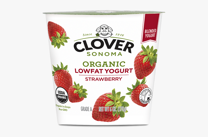 Organic Low Fat Strawberry Yogurt - Clover Organic Low Fat Yogurt Vanilla, HD Png Download, Free Download