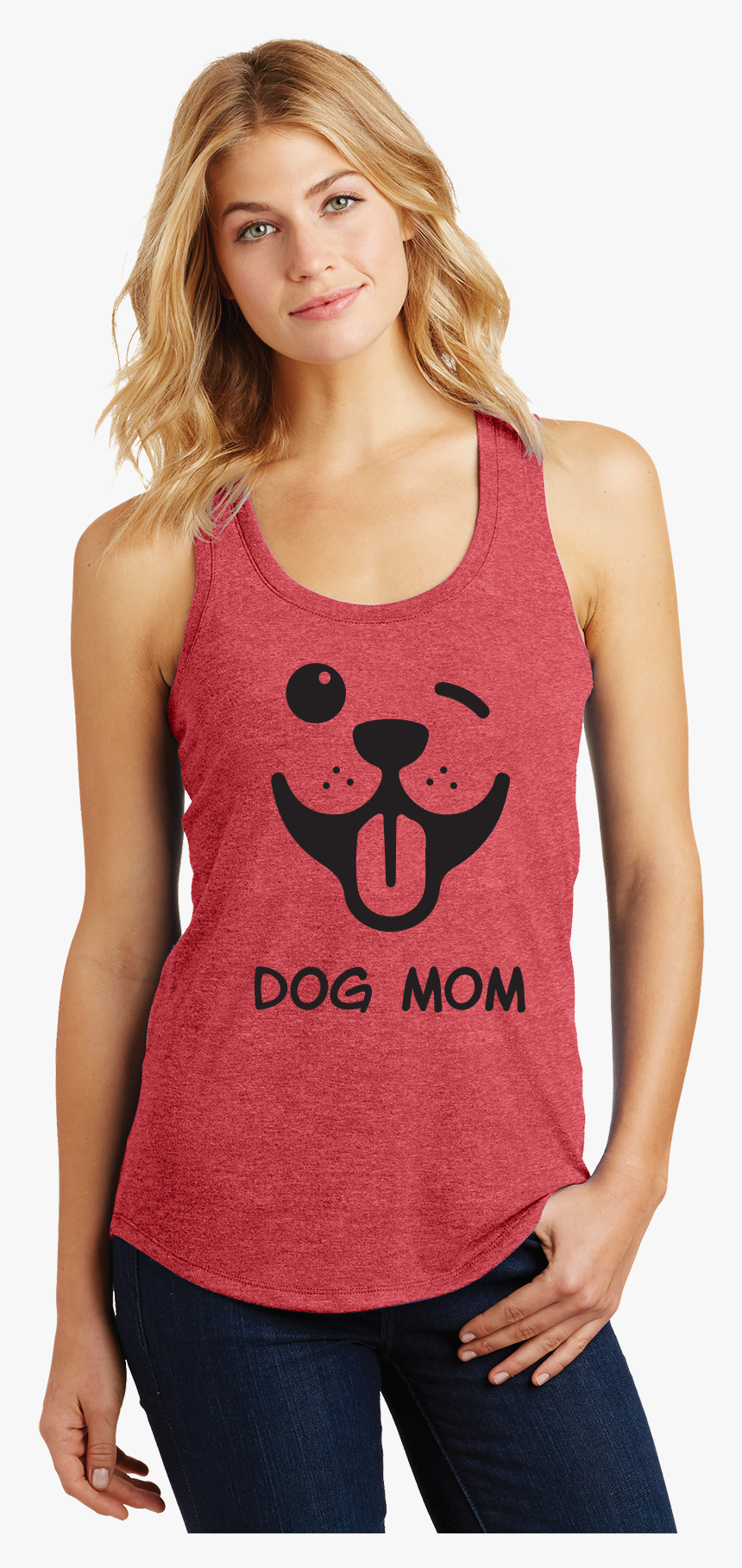 Dog Mom Winky Face Ladies Tank Top - District Made Ladies Perfect Tri Racerback Tank, HD Png Download, Free Download