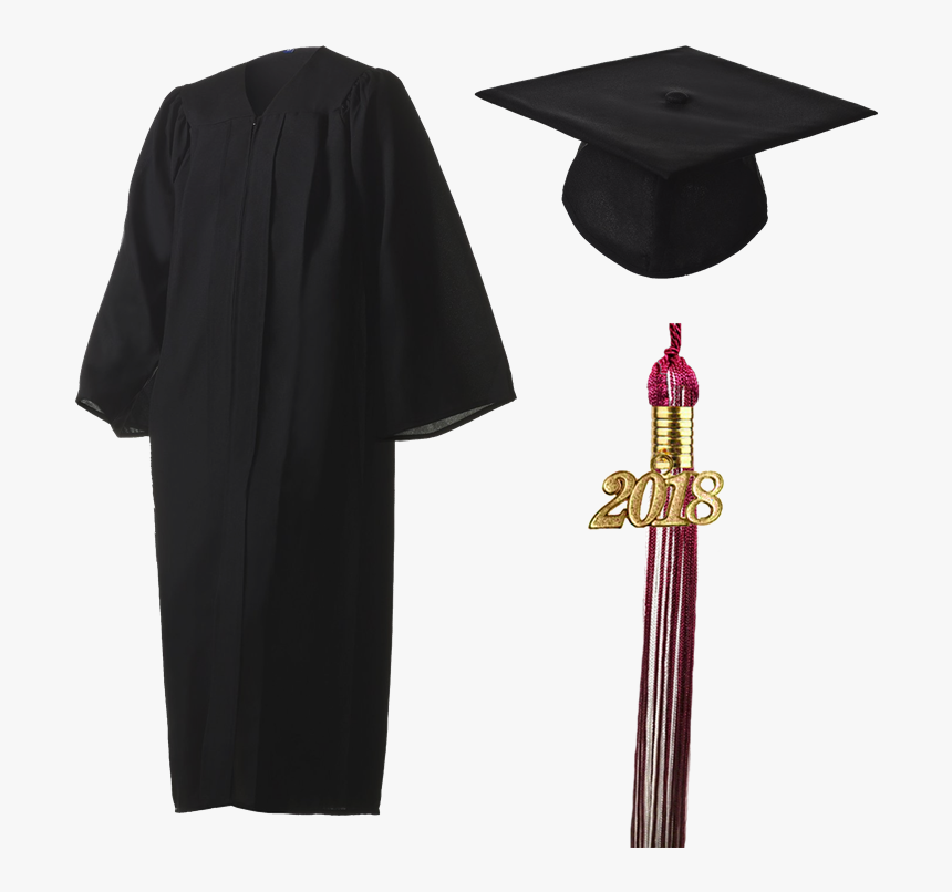 2018 Graduation Black Cap, Gown, & Tassel - Graduation Cap And Gown Png, Transparent Png, Free Download