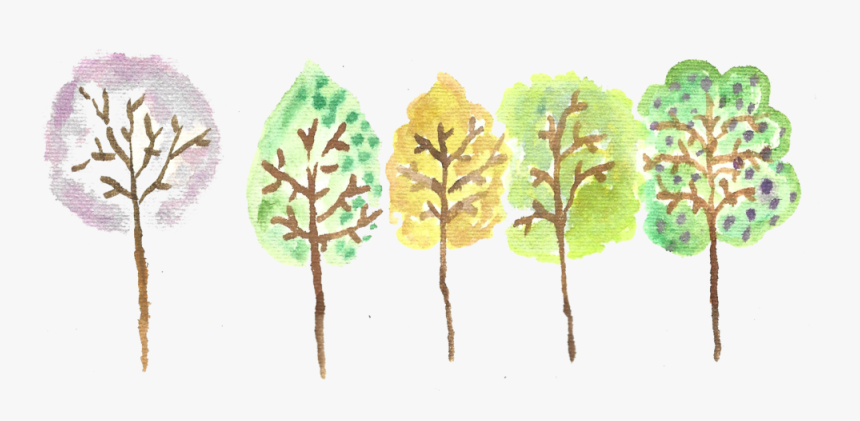 Watercolor Trees Colored - Water Color Trees Clip Art, HD Png Download, Free Download