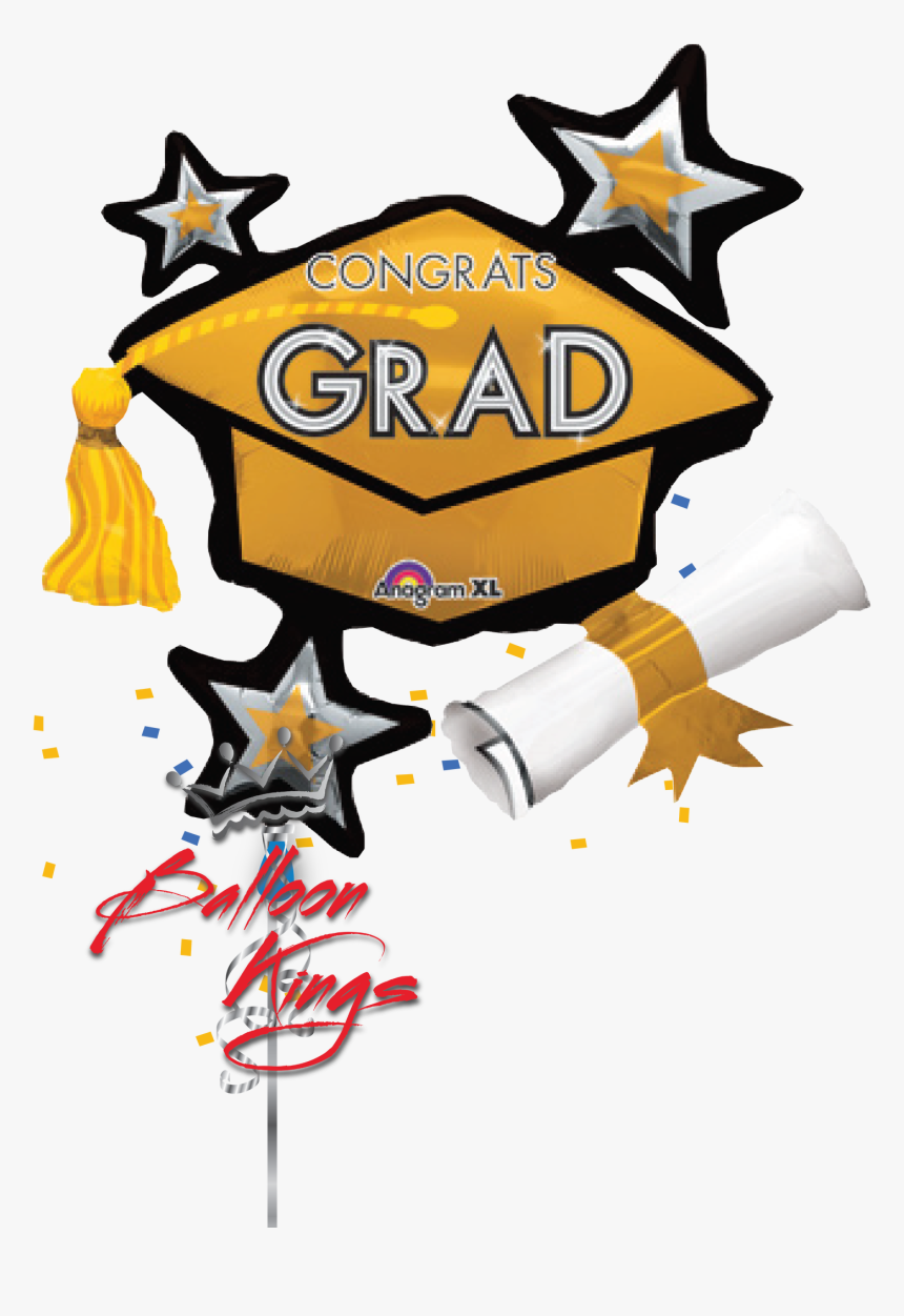 Congrats Graduation Gold Cap - Graduation Hat Balloon Clipart, HD Png Download, Free Download