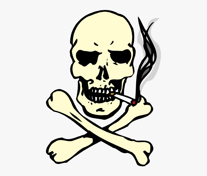 Transparent Cigarette Clipart - Skull And Cross Bones With Cigarette, HD Png Download, Free Download
