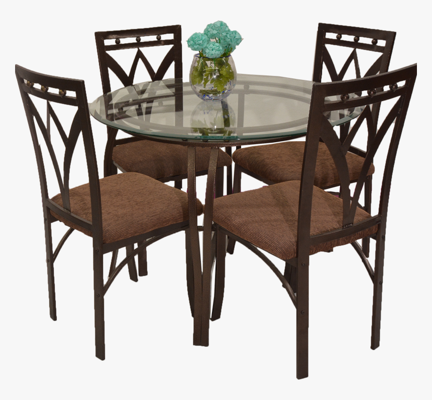 Round Glass And Bronze Kitchen Table Set, HD Png Download, Free Download