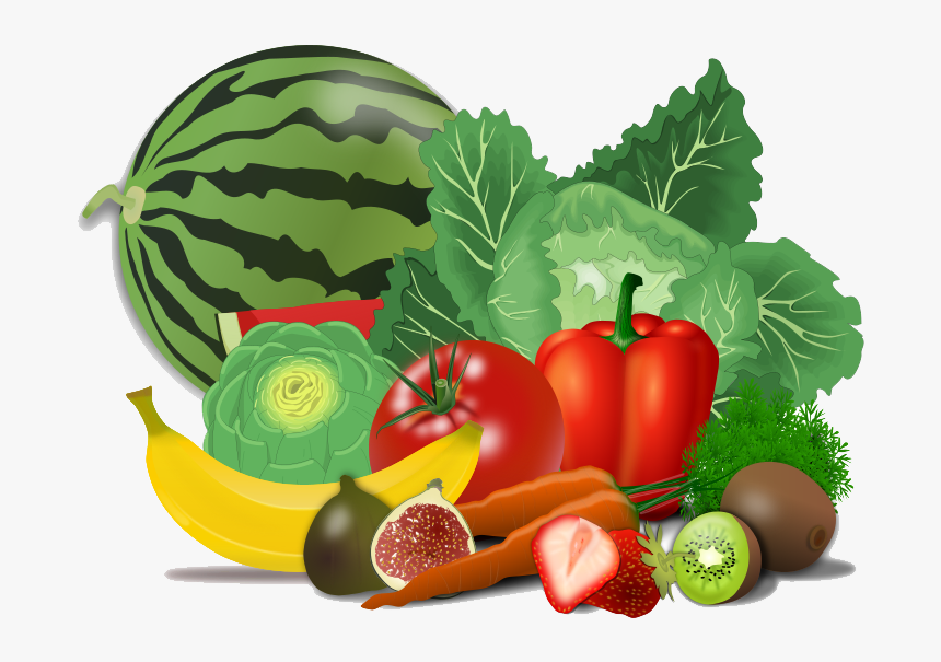 Healthy Food Clipart Png Image - Fruits And Vegetables Drawing, Transparent Png, Free Download