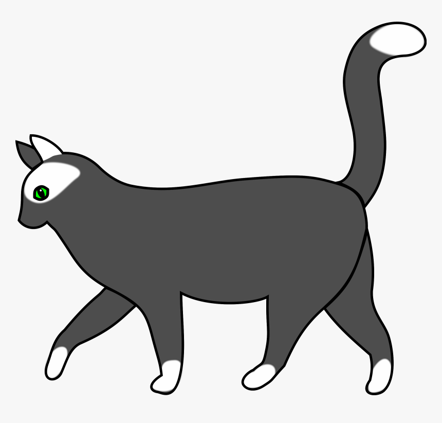Transparent Black And White Cat Png - Cat Walking Clipart Png, Png Download, Free Download