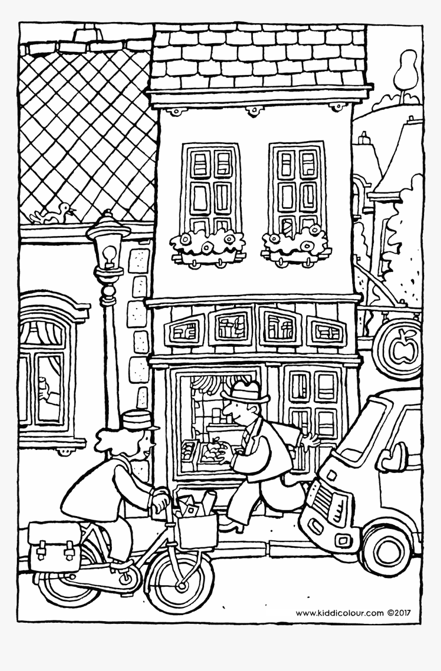 Grocery Store Colouring Page Drawing Picture 01v - Grocery Store Coloring Page, HD Png Download, Free Download