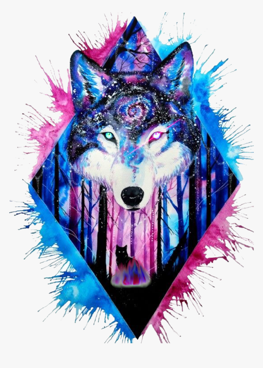 Wolves Clipart Galaxy, Wolves Galaxy Transparent Free - Watercolor Wolf Tattoo, HD Png Download, Free Download