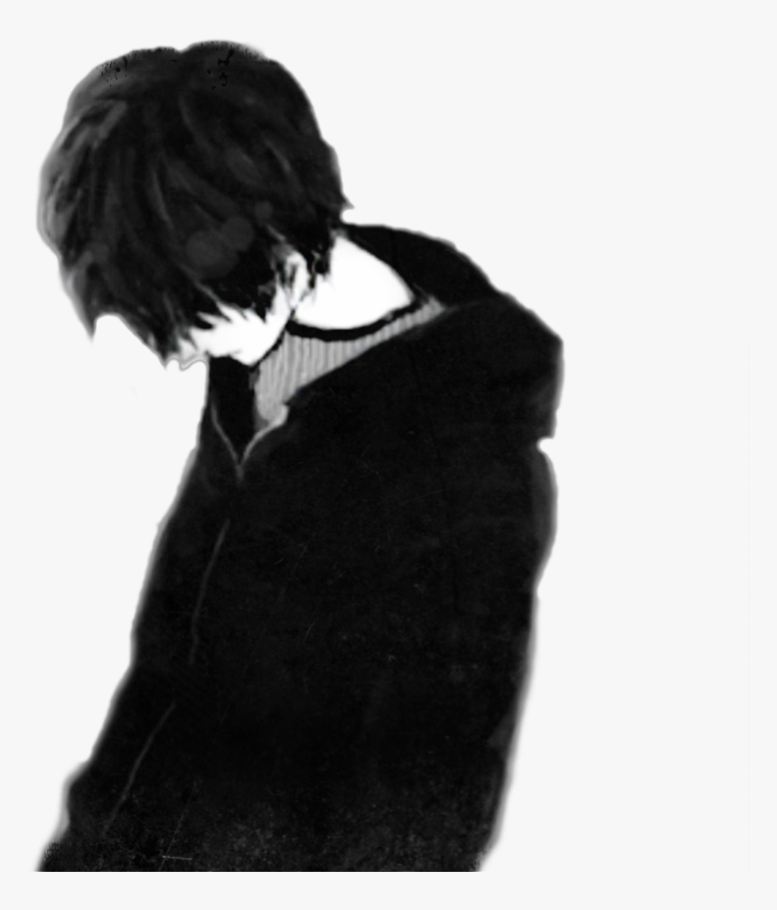 Sad Boy Black Only Me Anime Boy - Depressed Sad Anime Boy, HD Png Download, Free Download