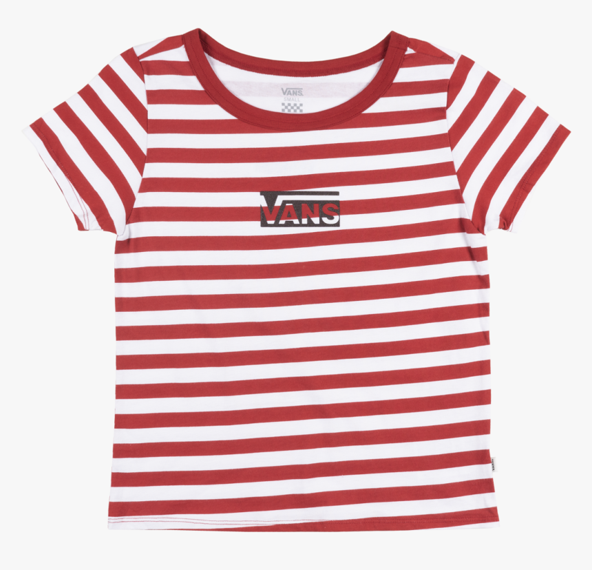 Vans Off The Wall Stripe Skimmer T-shirt Red White - Guess Shopee Striped, HD Png Download, Free Download