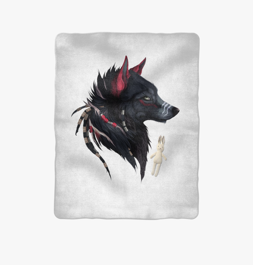 Black Wolf Sublimation Baby Blanket
 Class= - Big Black Wolf With Red Eyes, HD Png Download, Free Download