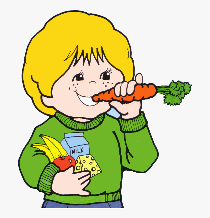 Healthy Food Eating Clipart Junk Habit Free Cliparts - Child Eating Healthy Food Clipart, HD Png Download, Free Download