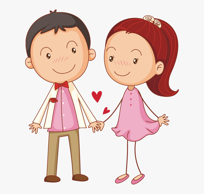 Couple Illustration Cute Little Transprent Png Free - Cartoon Couple Hand Holding, Transparent Png, Free Download