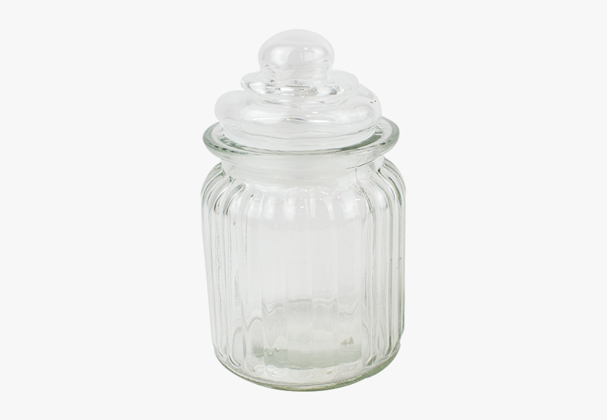 12 X Ribbed Glass Sweet Jar And Lid Retro Vintage Sweetie - Glass Bottle, HD Png Download, Free Download