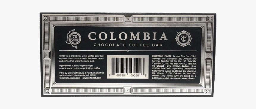 Terroir Bar Colombia V2 Back Retail Pic - Label, HD Png Download, Free Download