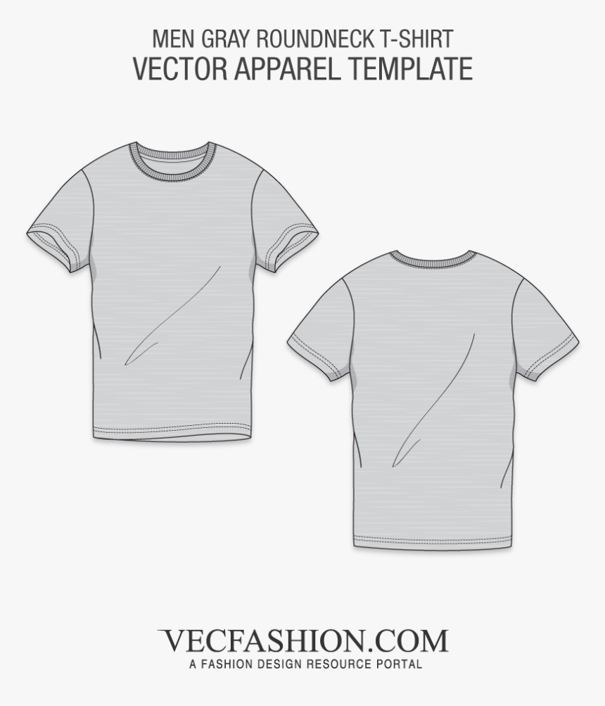 Gray Round Neck T Shirt Short Sleeved
 Class=lazyload - Crop Top Shirt Template, HD Png Download, Free Download