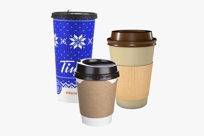 Take-out Coffee Cups With Lid And Paper Sleeve - Cup, HD Png Download, Free Download