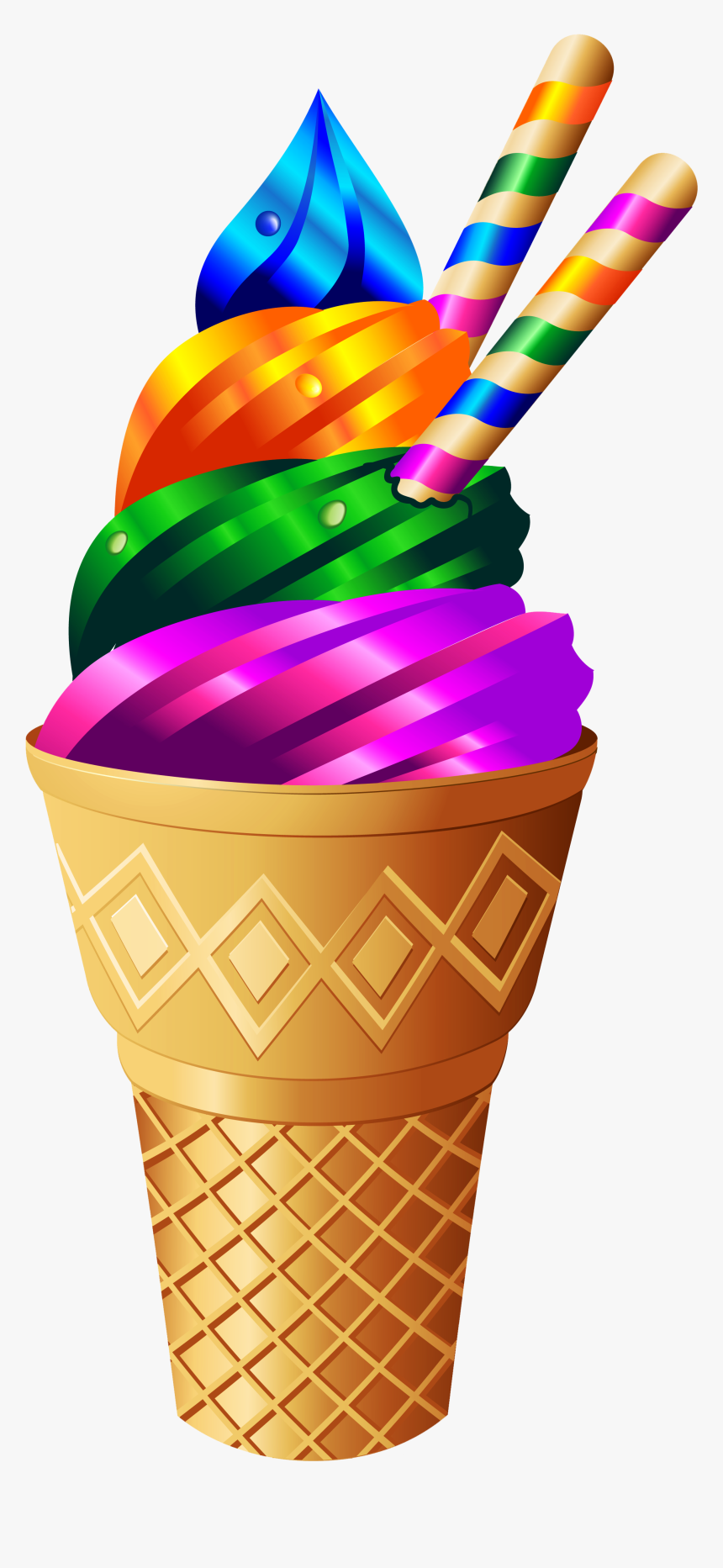 Soft Serve Ice Creams,frozen Dessert,ice Cream Cone,ice - Rainbow Ice Cream Clipart, HD Png Download, Free Download