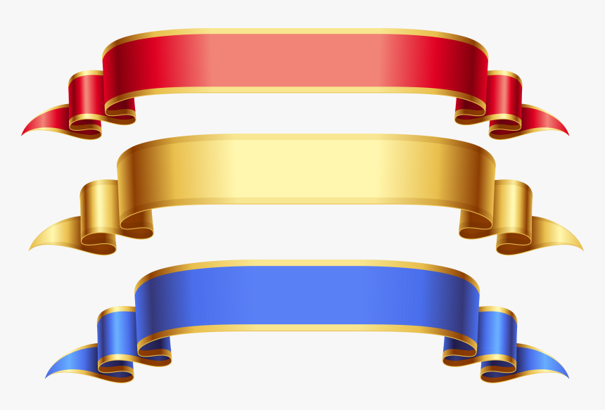 Red Gold Blue Ribbon Banner Png - Gold And Blue Ribbon, Transparent Png, Free Download