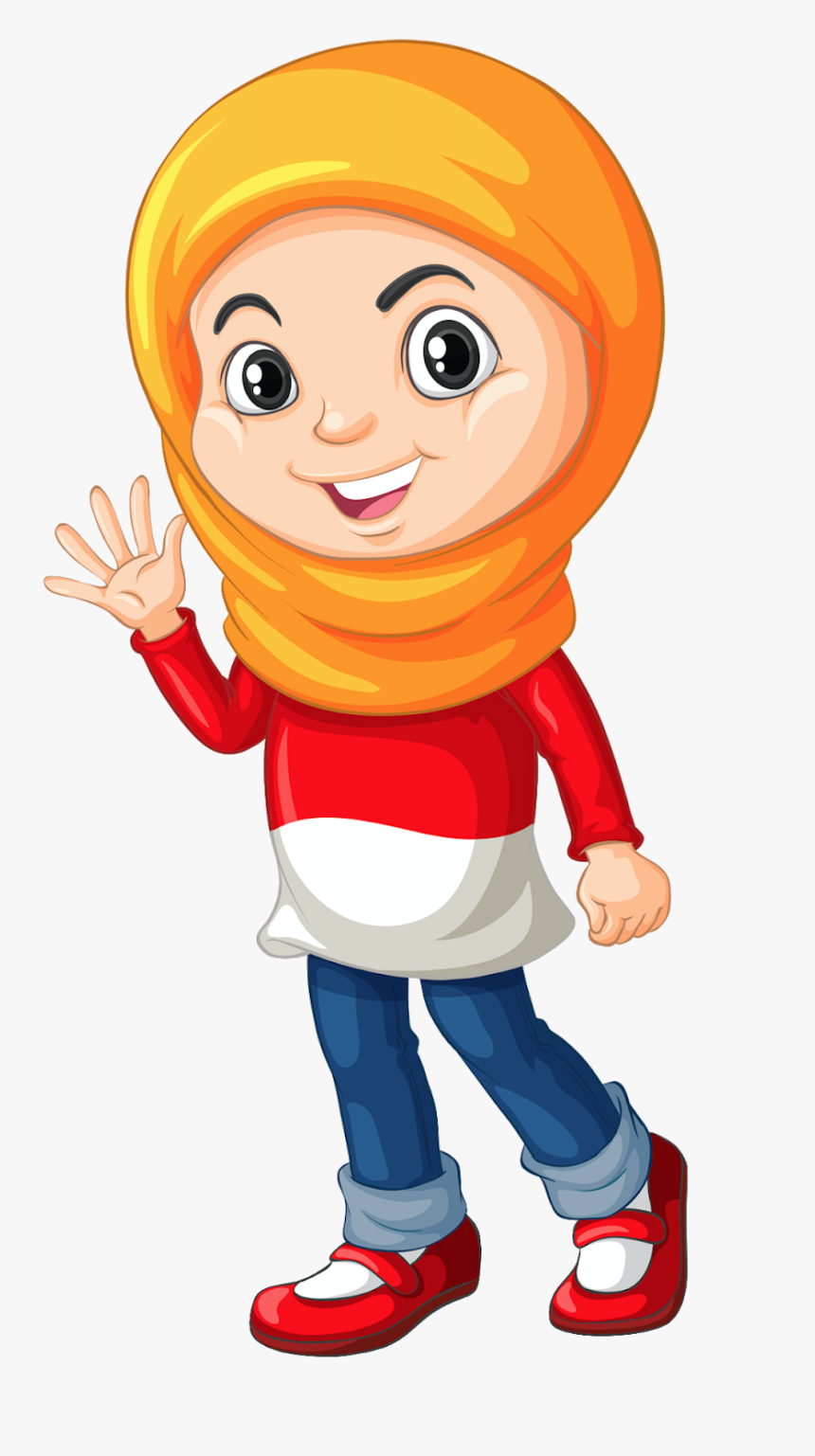 Muslim Girl In Different Actions - Cartoon Muslim Girl Png, Transparent Png, Free Download