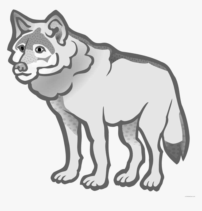 Wolf Animal Free Black White Clipart Images Clipartblack - Clipart Image Of Wolf Black And White, HD Png Download, Free Download