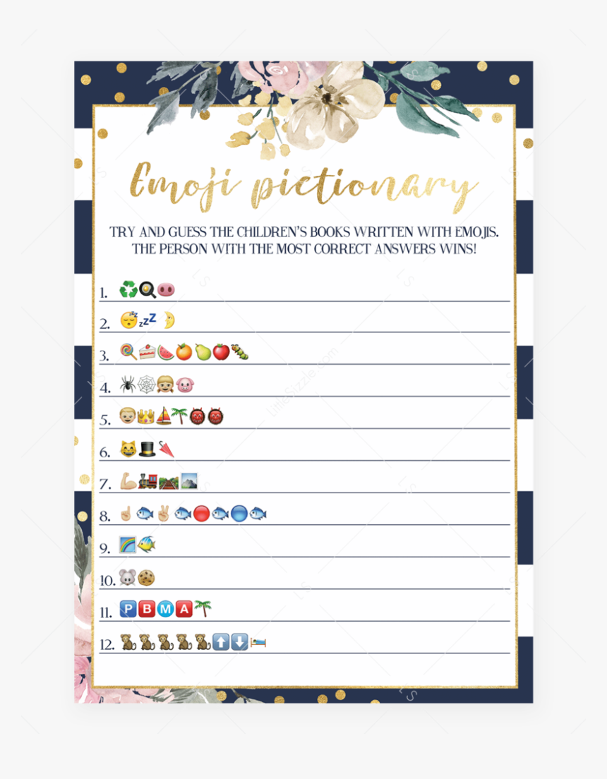 Childrens Books Emoji Pictionary Game Printable By - Free Emoji Baby Shower Game, HD Png Download, Free Download