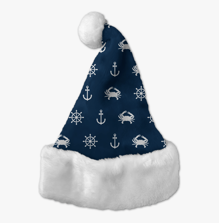 Nautical Crab And Anchor / Santa Hat - Blue Christmas Hat Transparent, HD Png Download, Free Download