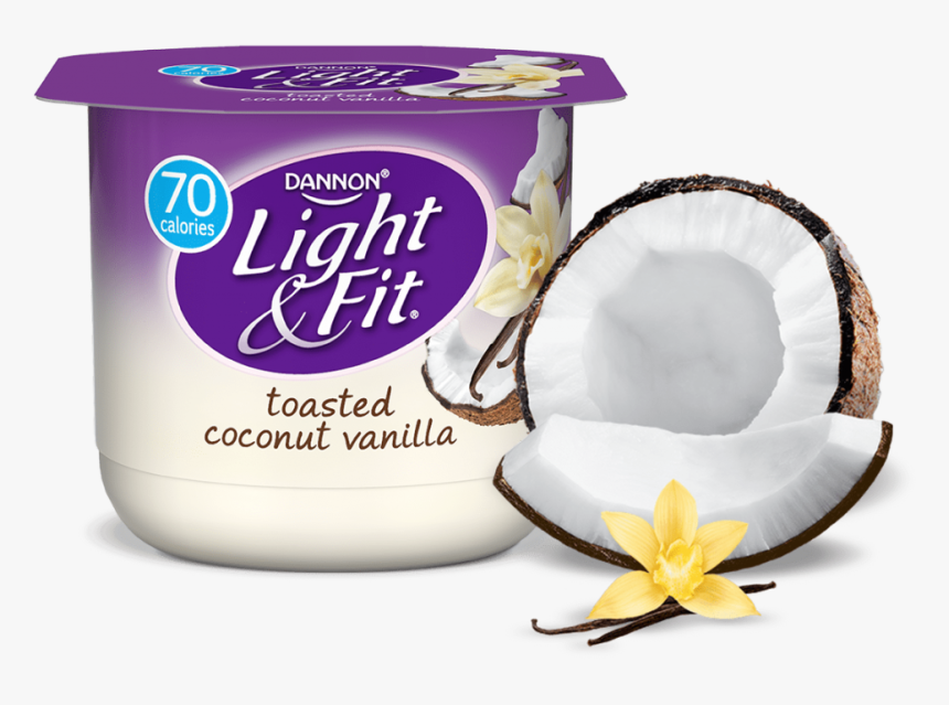 Toasted Coconut Vanilla Nonfat Yogurt - Light And Fit Dannon Yogurt, HD Png Download, Free Download