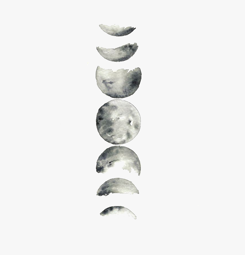 Moon Watercolor Lunar Phase Supermoon Painting Clipart - Phases Of The Moon Watercolor, HD Png Download, Free Download