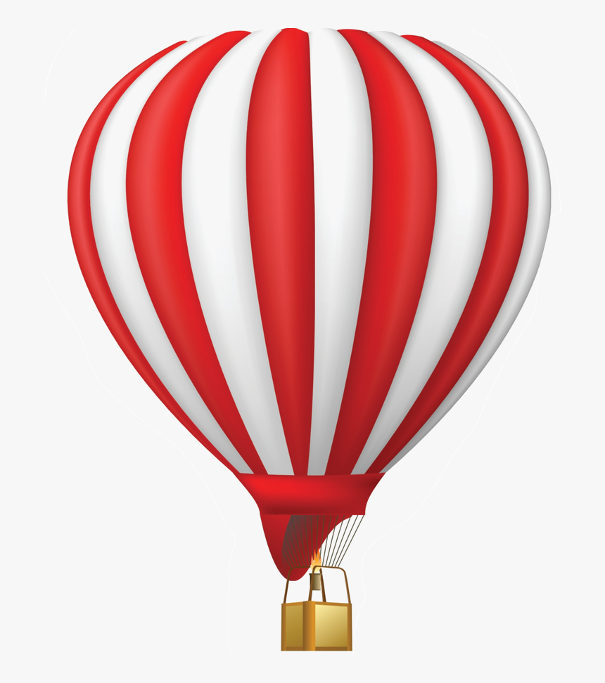 Red White Striped Balloon - Transparent Background Hot Air Balloon Clipart, HD Png Download, Free Download