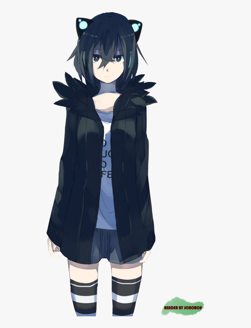 Anime, Black, And Blue Image - Short Black Hair Blue Eyes Anime Girl, HD Png Download, Free Download