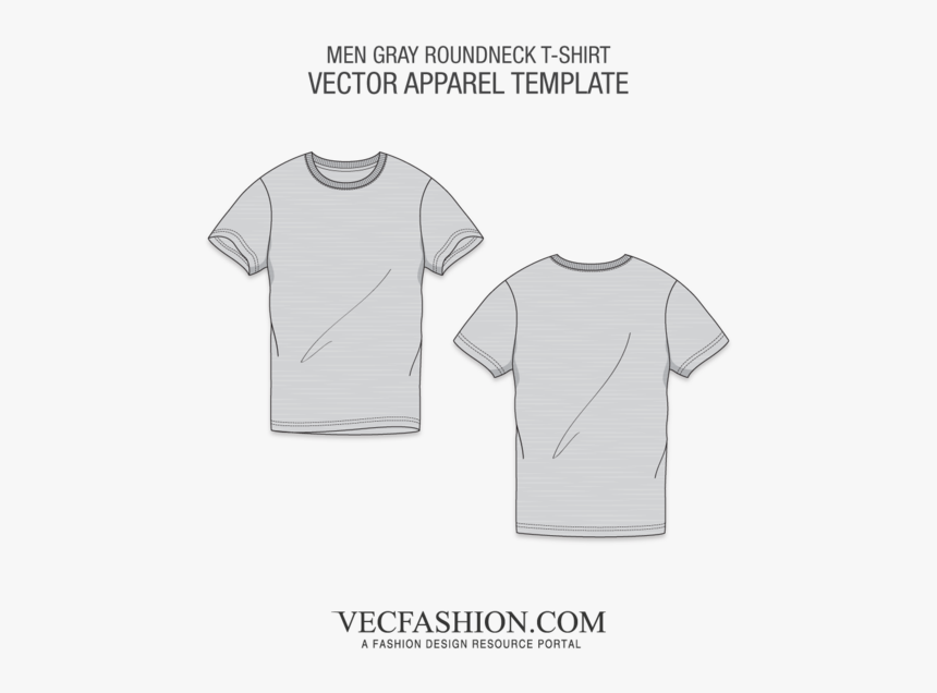 Clip Art Gray T Shirt Template - Round Neck T Shirt Template, HD Png Download, Free Download