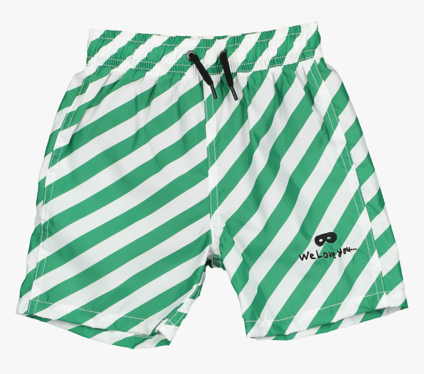 Swim Shorts, Vanilla & Grass Green, Diagonal Stripe - Board Short, HD Png Download, Free Download